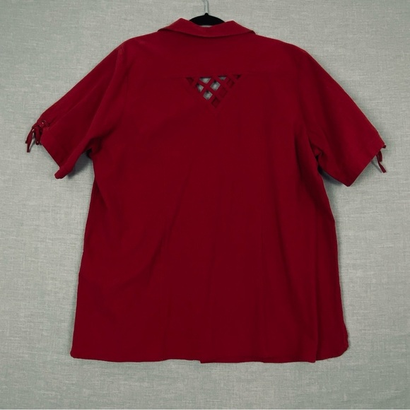 Penningtons Red Short Sleeve Button Down Shirt 100% Cotton Sz 2X - Picture 3 of 8